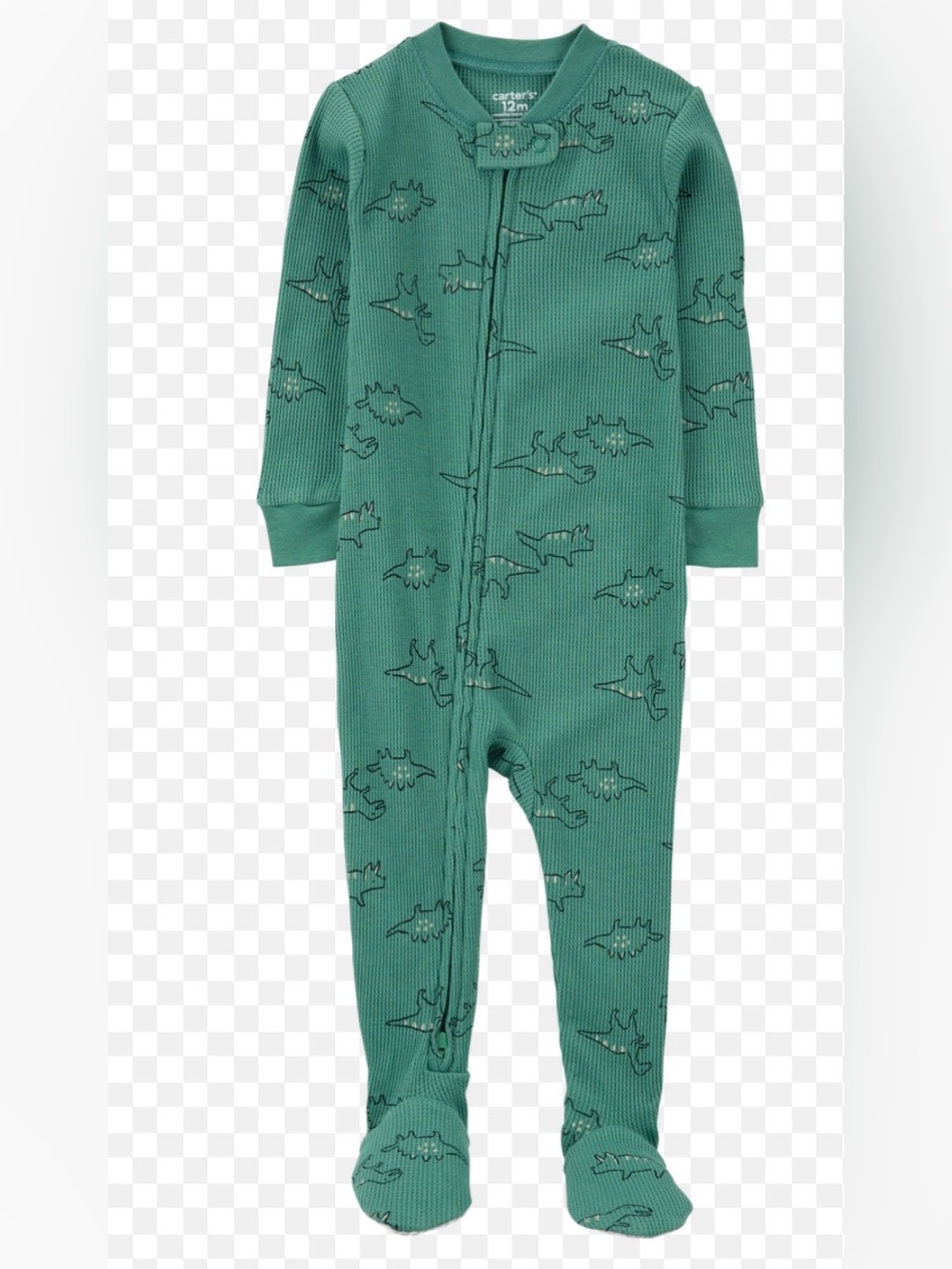 Carters|Baby boy/toddler waffle knit Green Dino One-Piece footie Pajamas•••3T